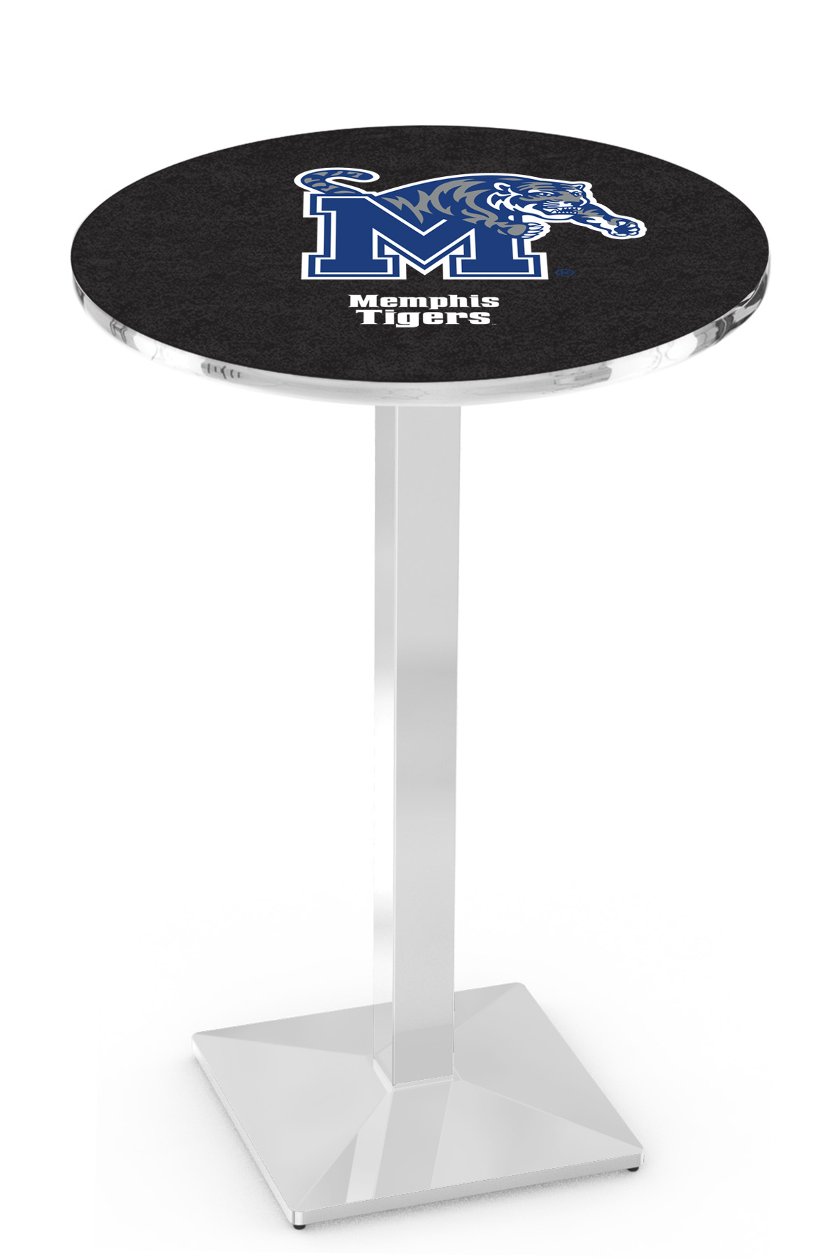 L217 University of Memphis 42" Tall - 30" Top Pub Table with Chrome Finish