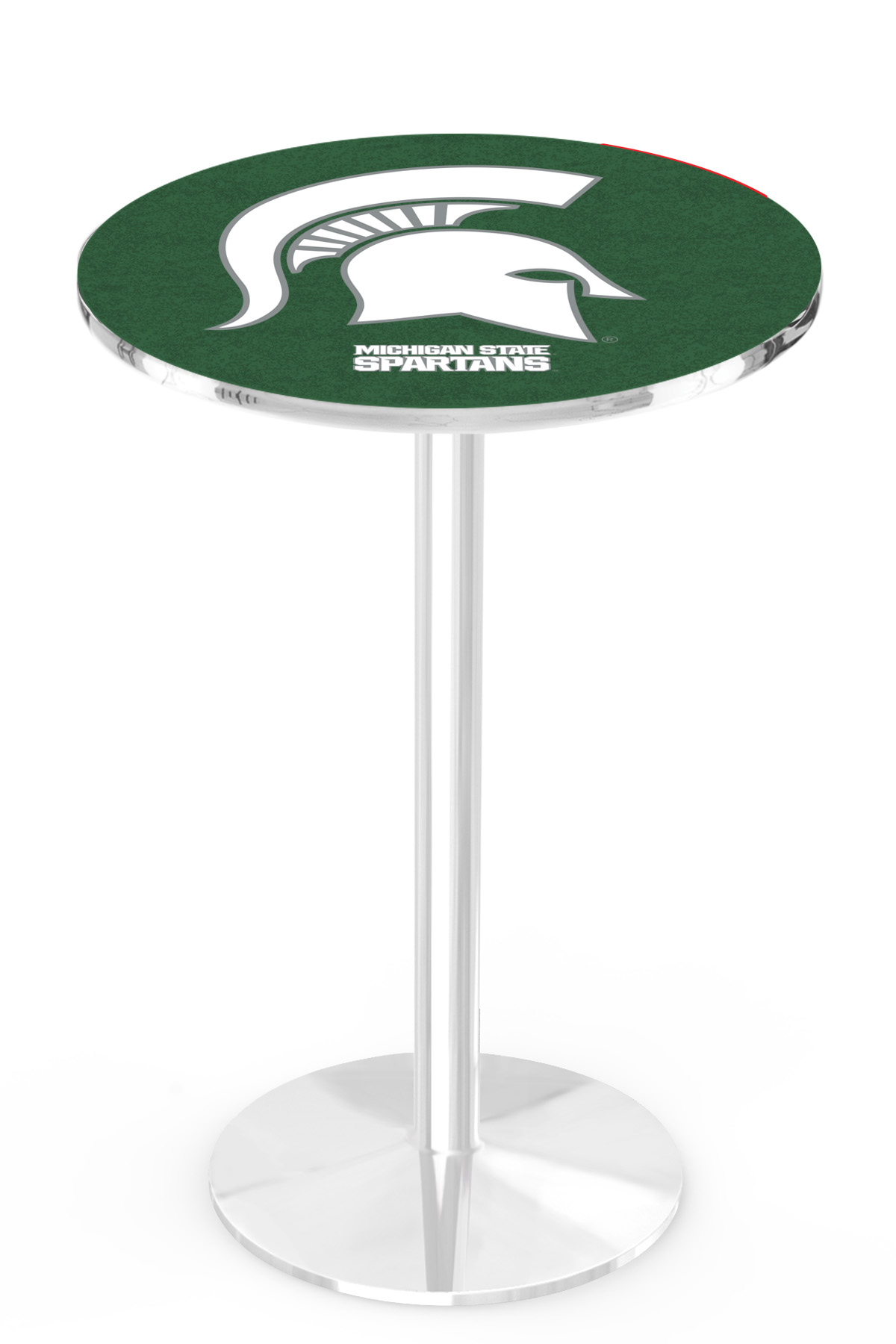 L214 Michigan State University 42" Tall - 30" Top Pub Table with Chrome Finish