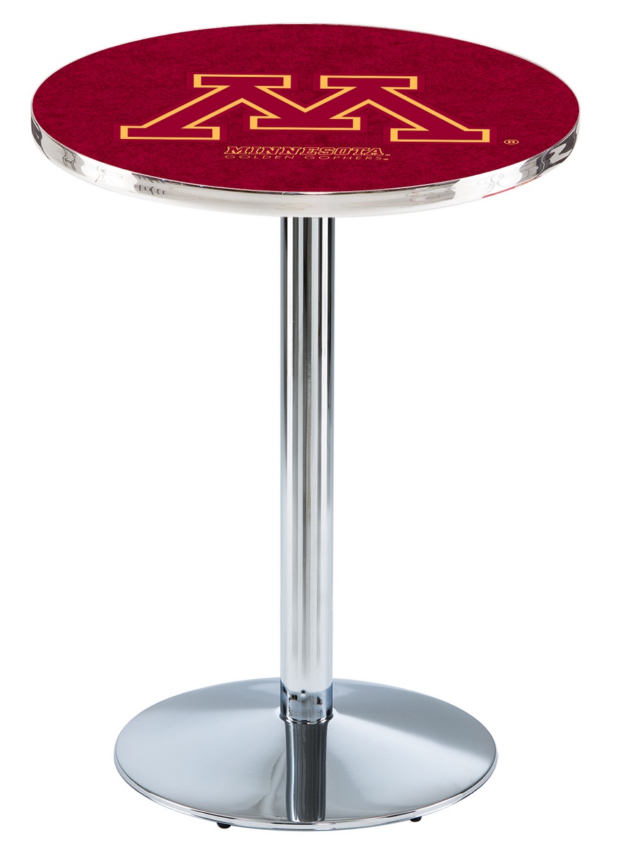 L214 University of Minnesota 36" Tall - 30" Top Pub Table with Chrome Finish
