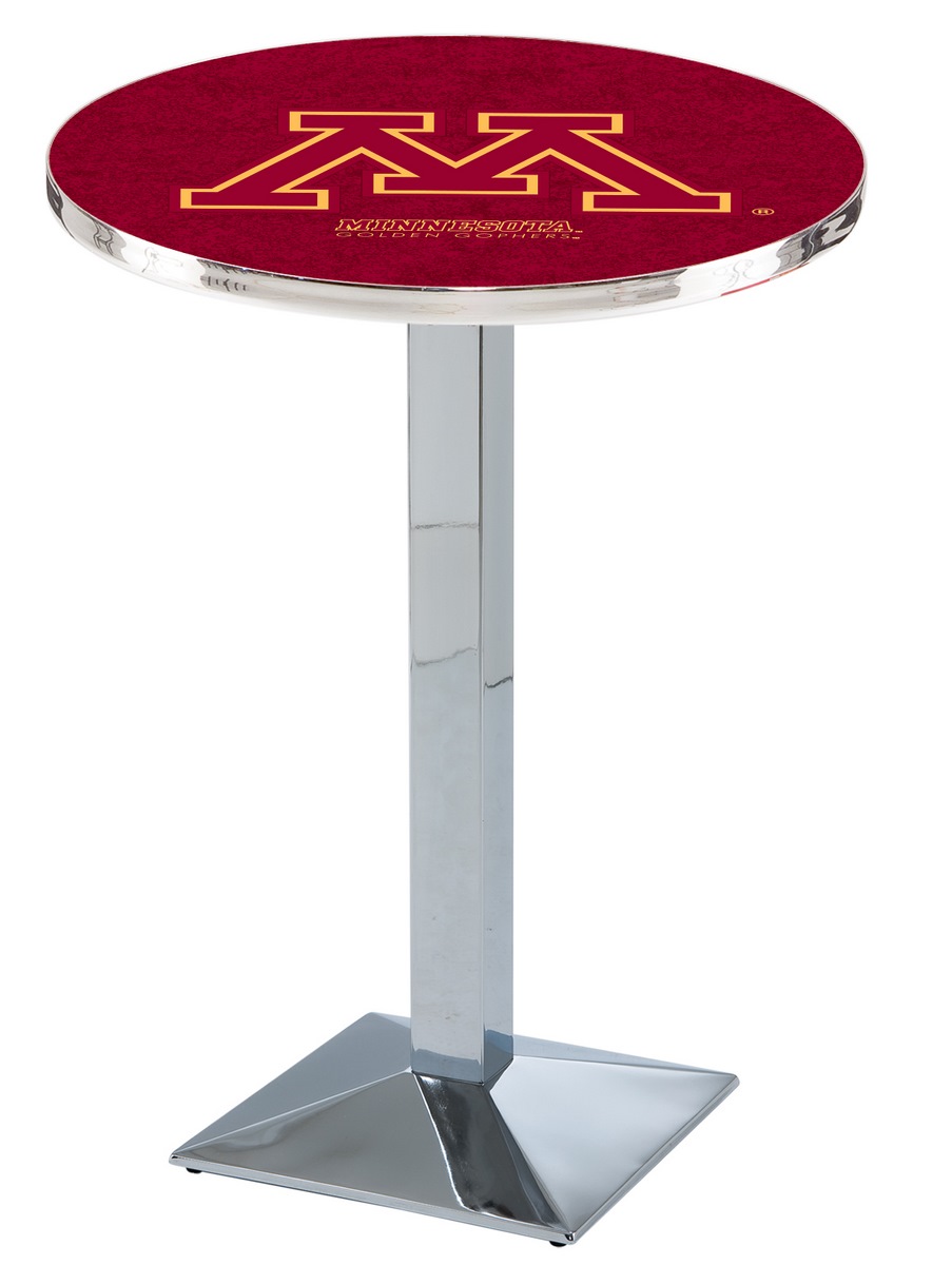 L217 University of Minnesota 36" Tall - 30" Top Pub Table with Chrome Finish