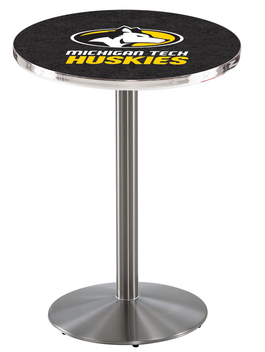 L214 Michigan Tech University 42" Tall - 30" Top Pub Table with Stainless Finish