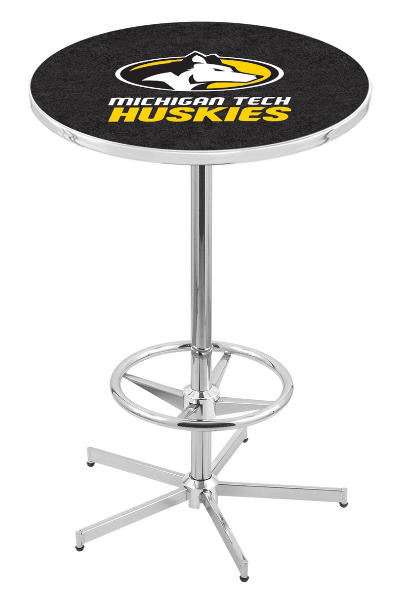 L216 Michigan Tech University 42" Tall - 30" Top Pub Table with Chrome Finish