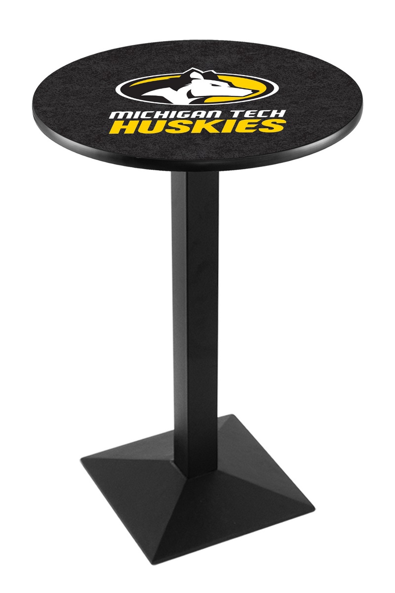 L217 Michigan Tech University 36" Tall - 30" Top Pub Table with Black Wrinkle Finish