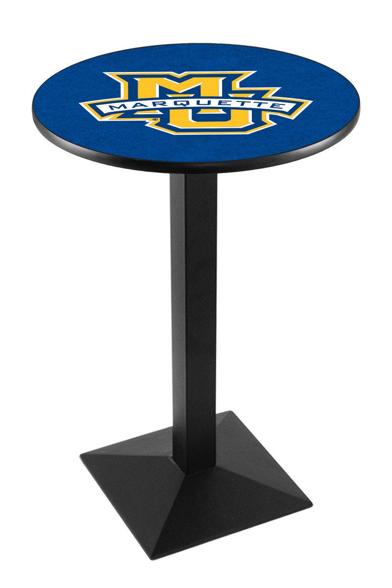 L217 Marquette University 42" Tall - 30" Top Pub Table with Black Wrinkle Finish
