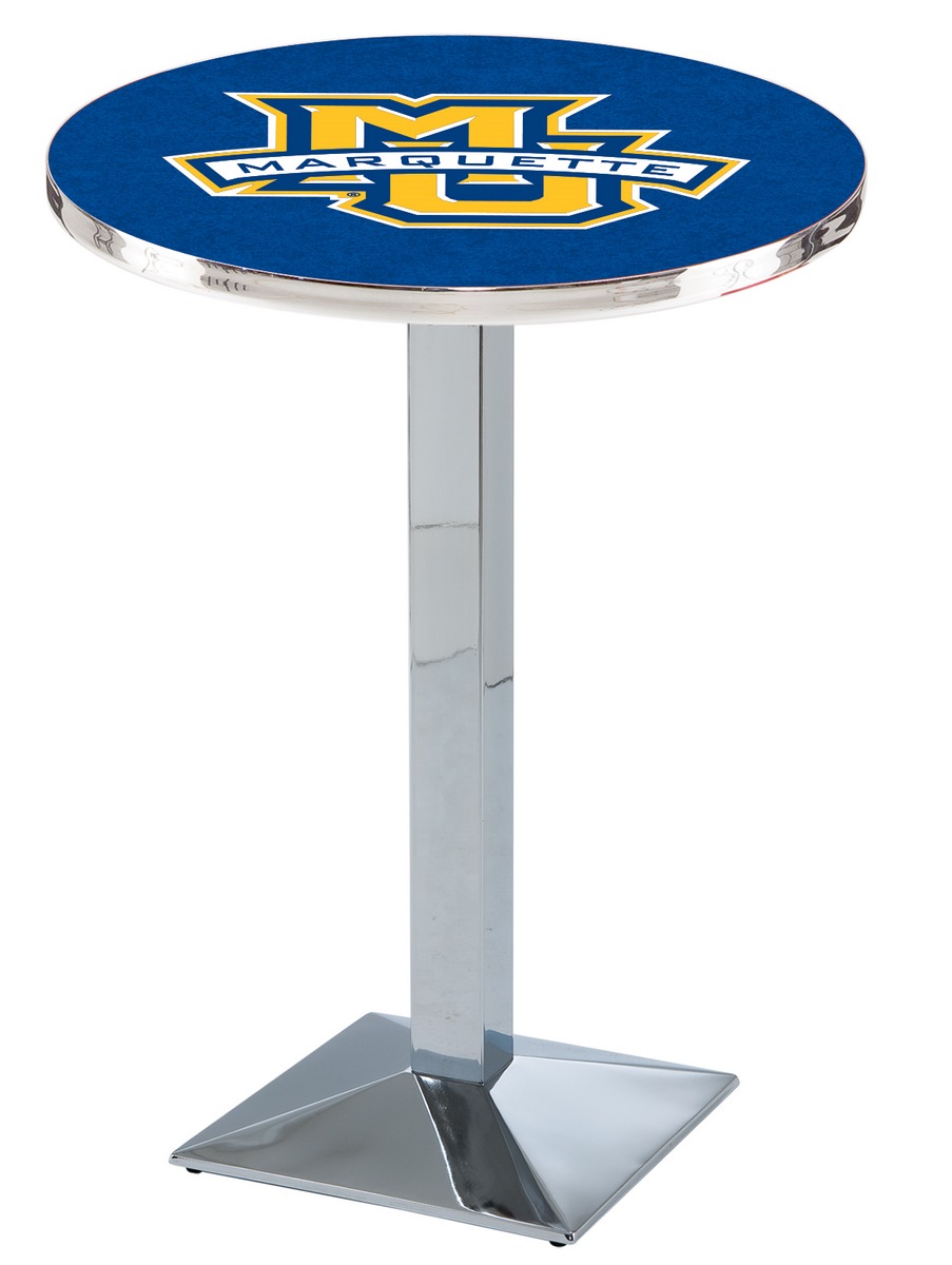 L217 Marquette University 42" Tall - 30" Top Pub Table with Chrome Finish