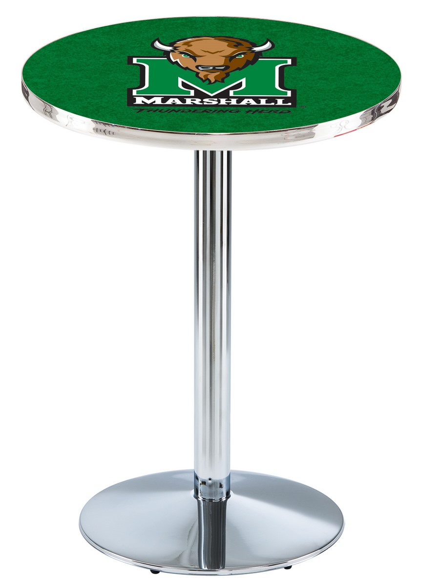 L214 Marshall University 36" Tall - 30" Top Pub Table with Chrome Finish