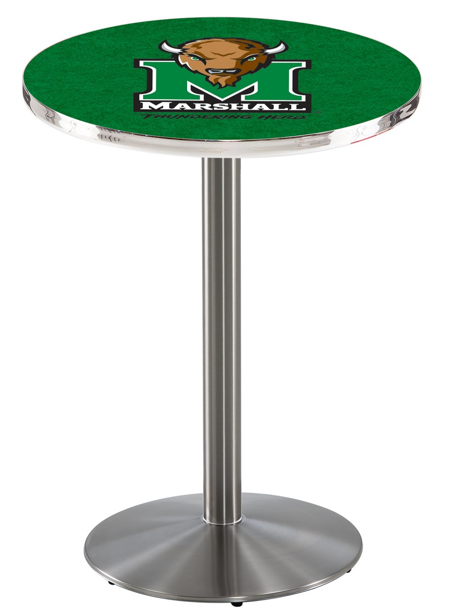 L214 Marshall University 36" Tall - 30" Top Pub Table with Stainless Finish
