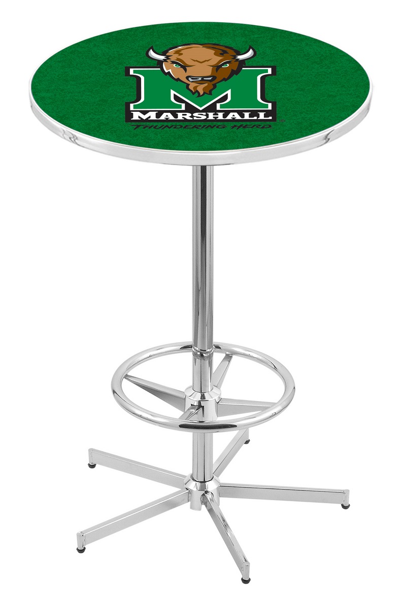 L216 Marshall University 42" Tall - 30" Top Pub Table with Chrome Finish