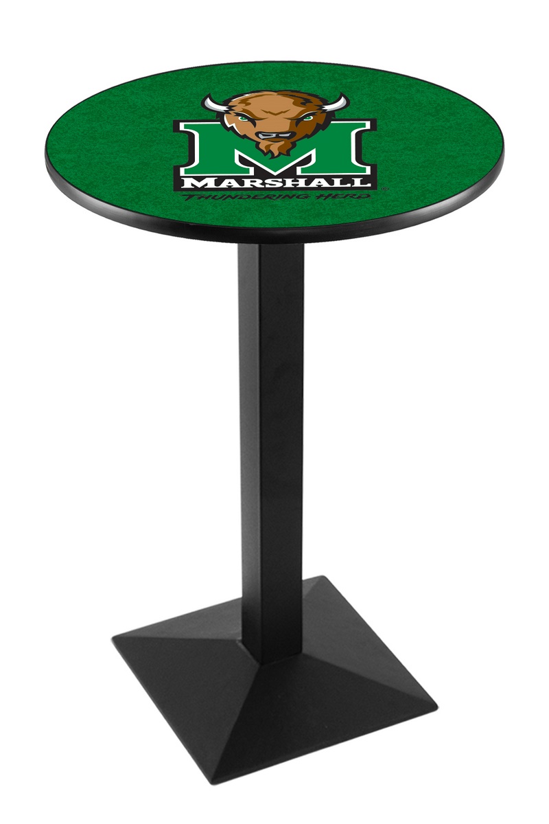 L217 Marshall University 36" Tall - 30" Top Pub Table with Black Wrinkle Finish