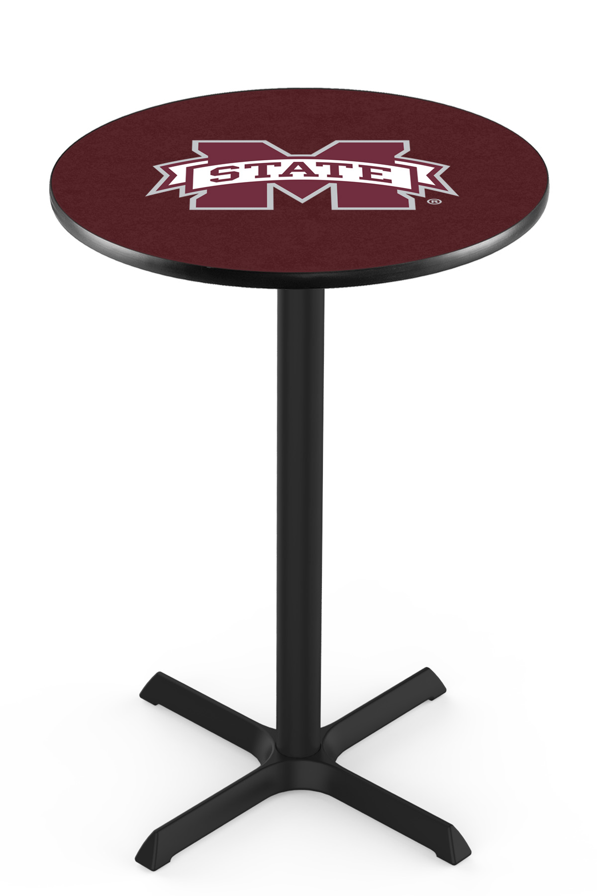 L211 Mississippi State University 42" Tall - 30" Top Pub Table with Black Wrinkle Finish
