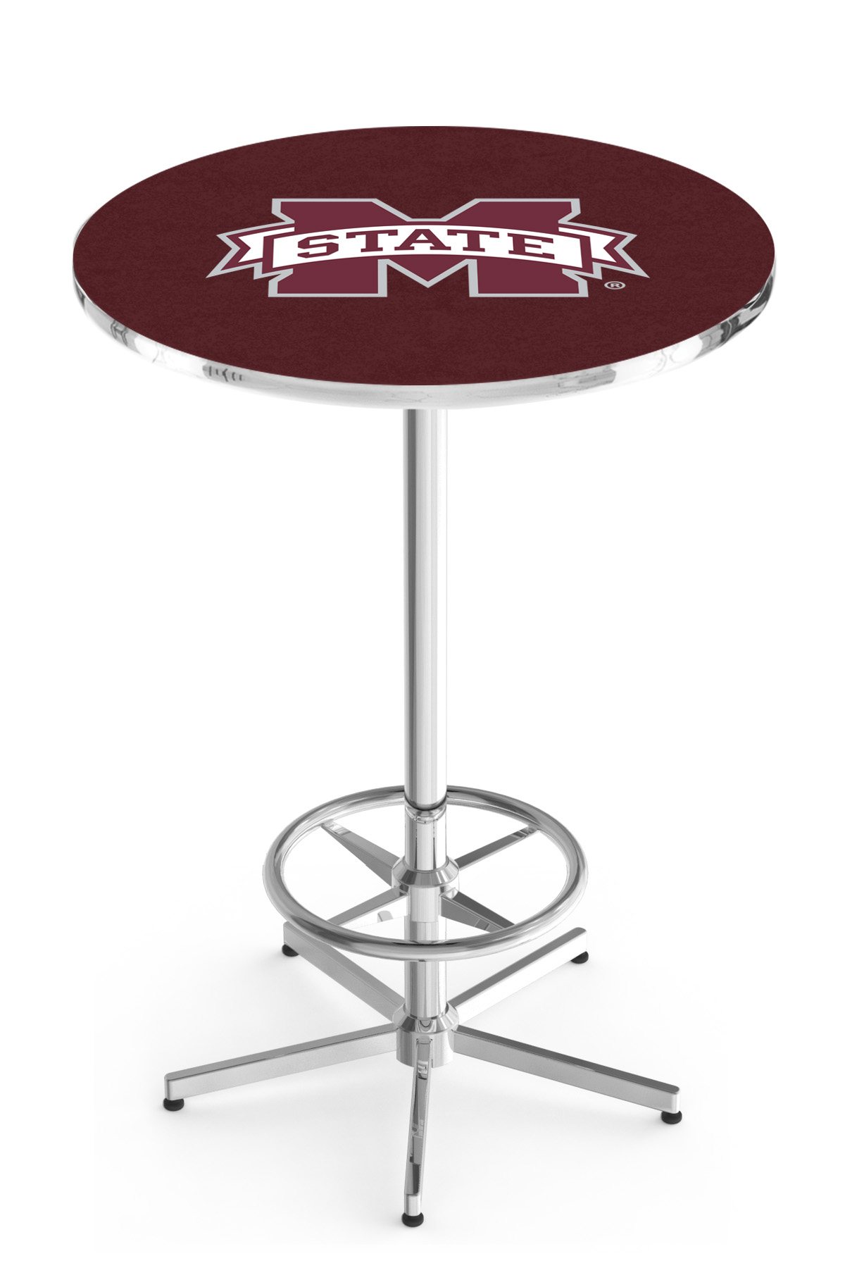 L216 Mississippi State University 42" Tall - 30" Top Pub Table with Chrome Finish