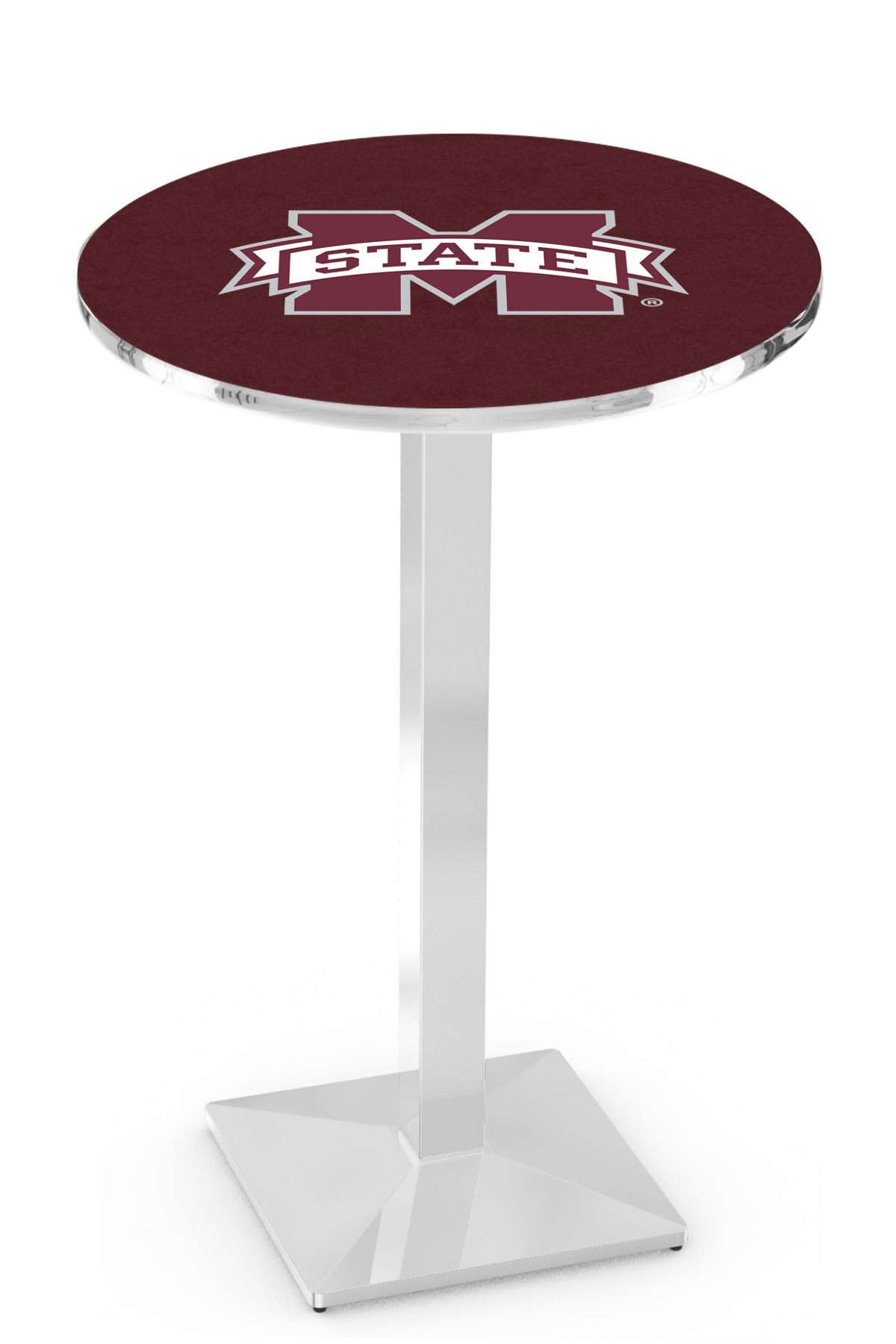 L217 Mississippi State University 36" Tall - 30" Top Pub Table with Chrome Finish