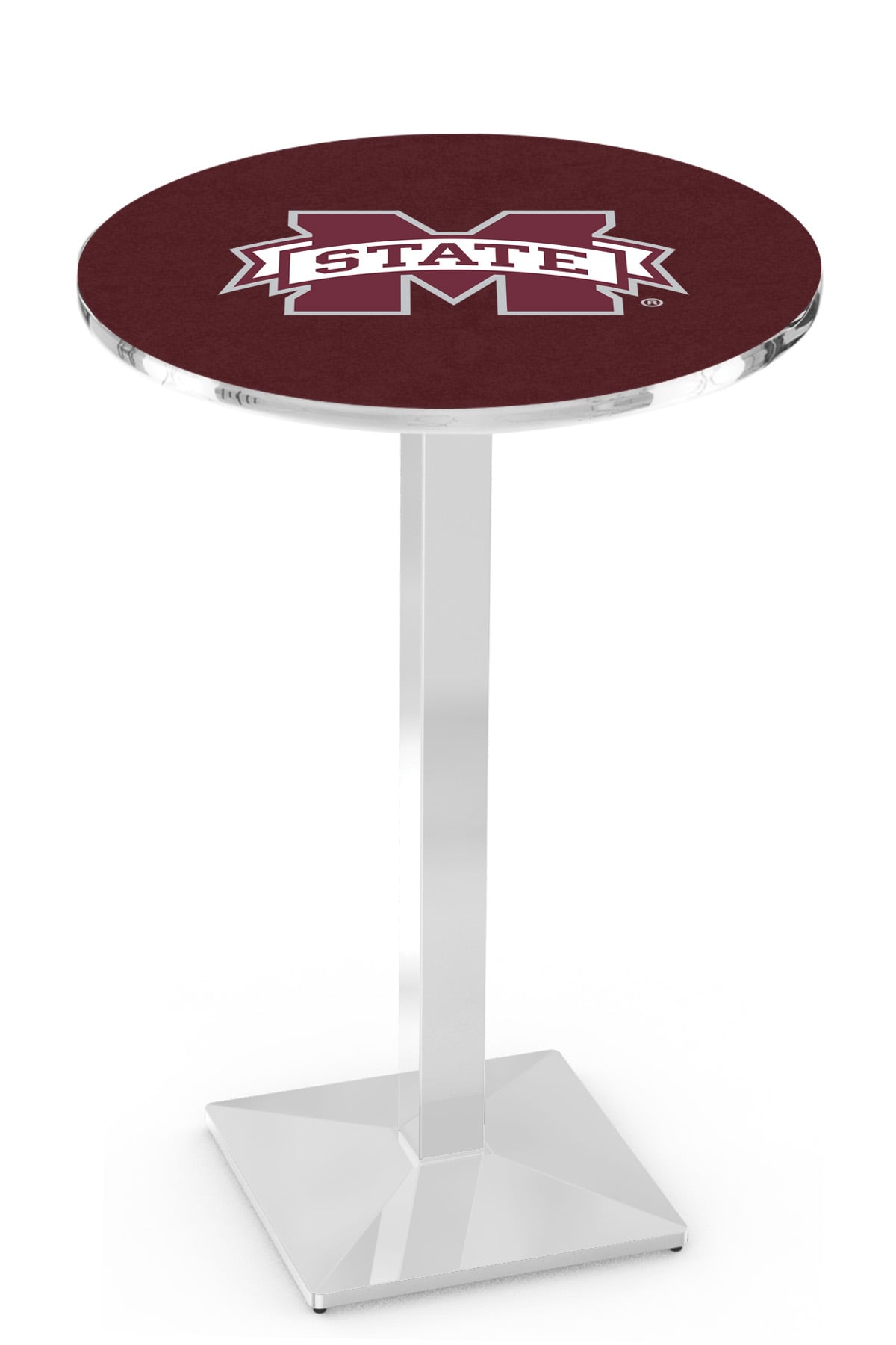 L217 Mississippi State University 42" Tall - 30" Top Pub Table with Chrome Finish