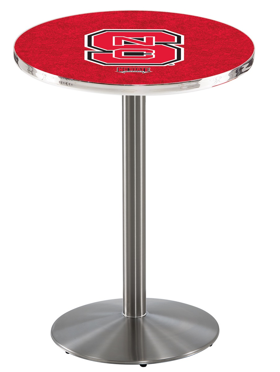 L214 North Carolina State University 36" Tall - 30" Top Pub Table with Stainless Finish
