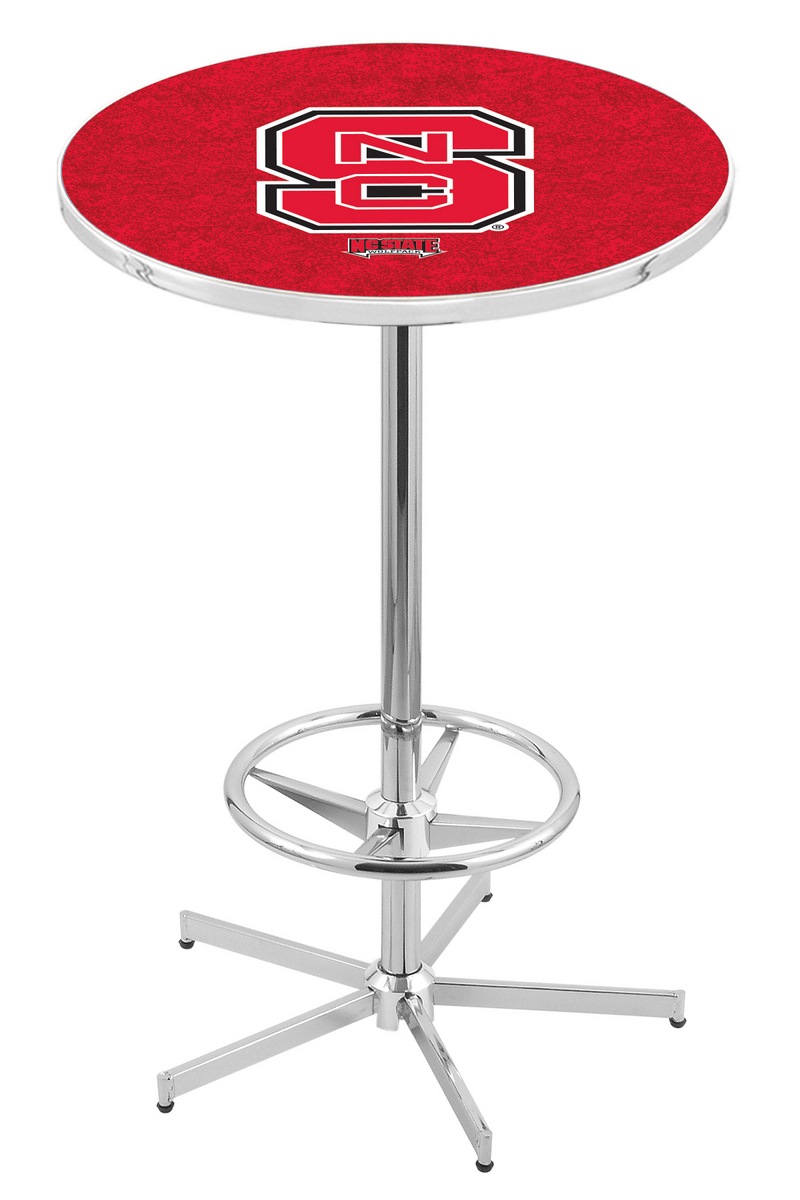 L216 North Carolina State University 42" Tall - 30" Top Pub Table with Chrome Finish