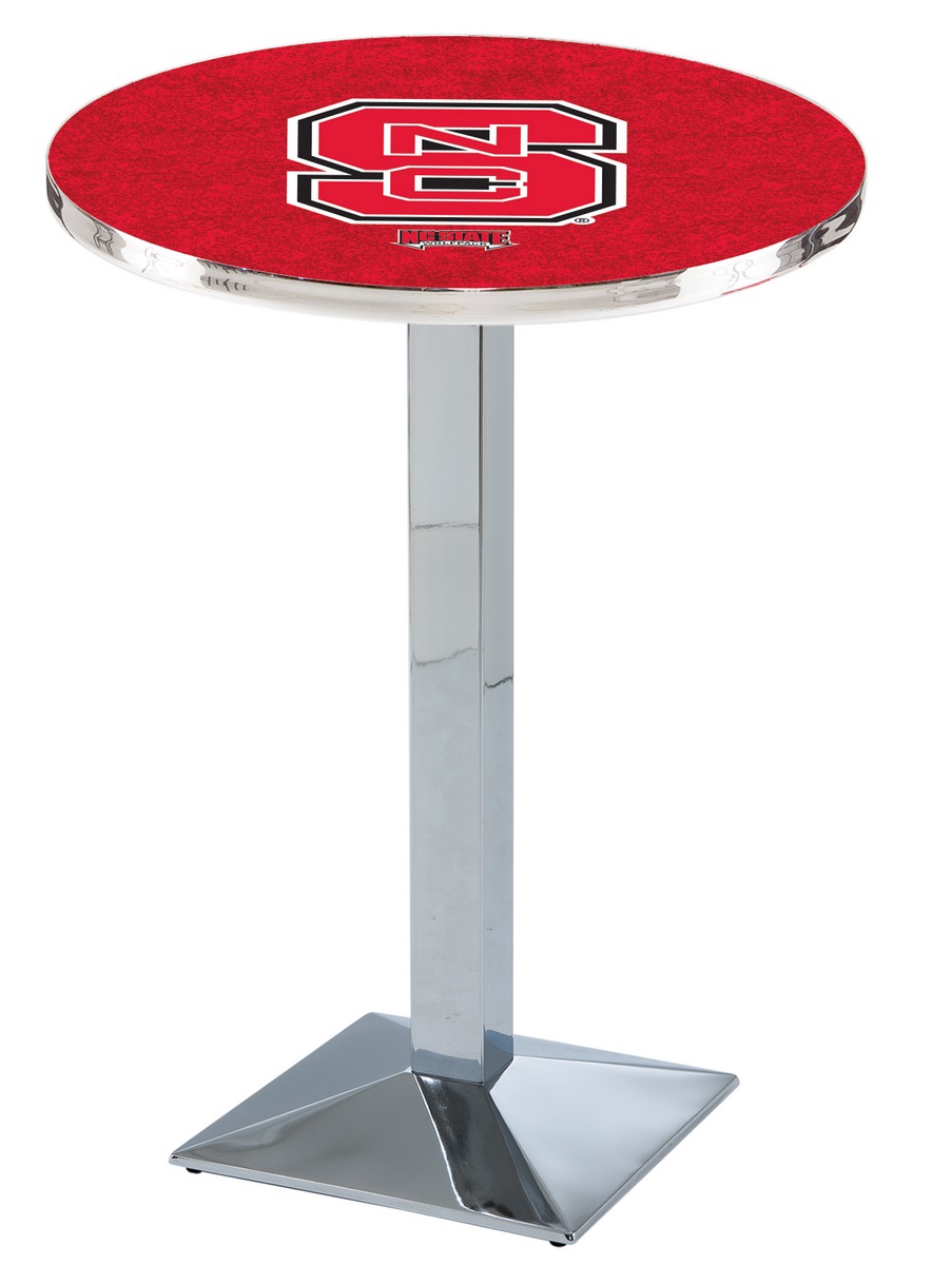 L217 North Carolina State University 36" Tall - 30" Top Pub Table with Chrome Finish