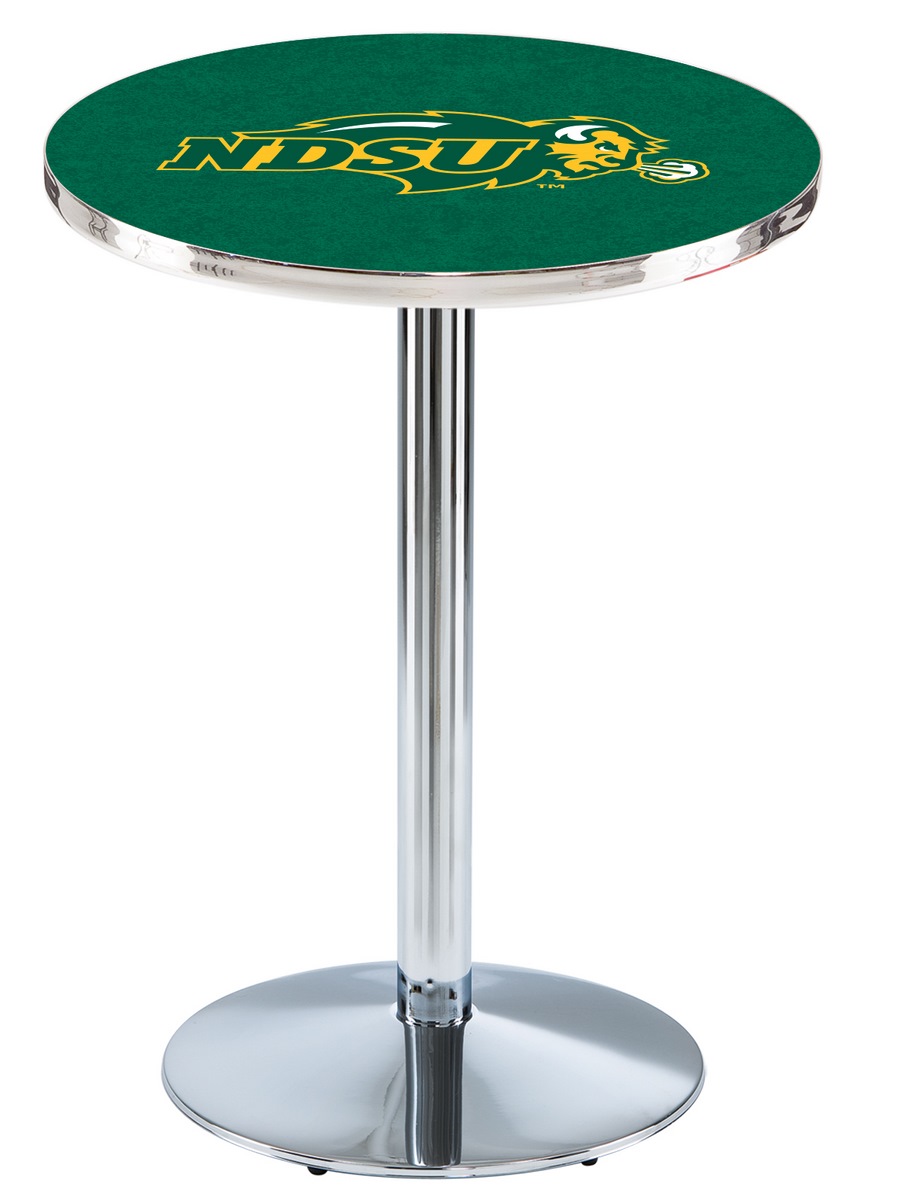 L214 North Dakota State University 36" Tall - 30" Top Pub Table with Chrome Finish