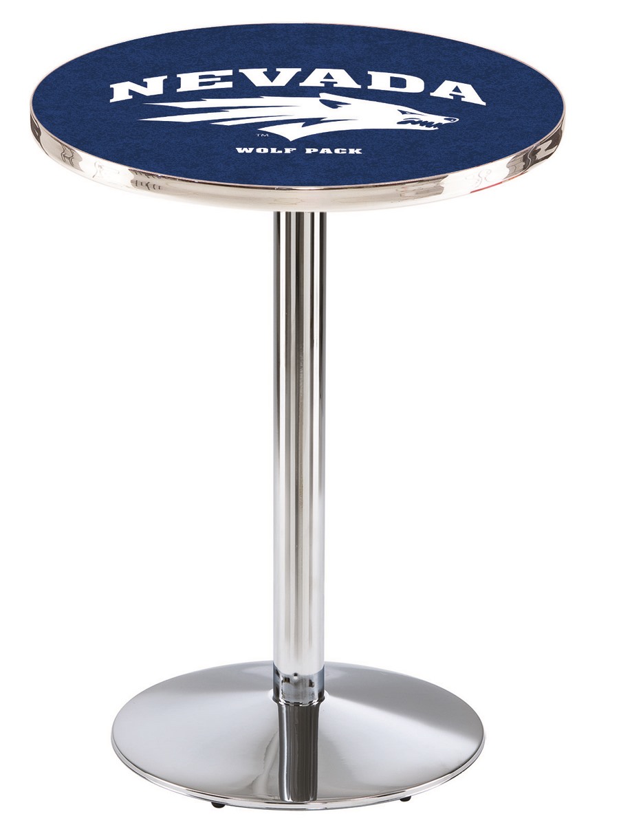 L214 University of Nevada 36" Tall - 30" Top Pub Table with Chrome Finish