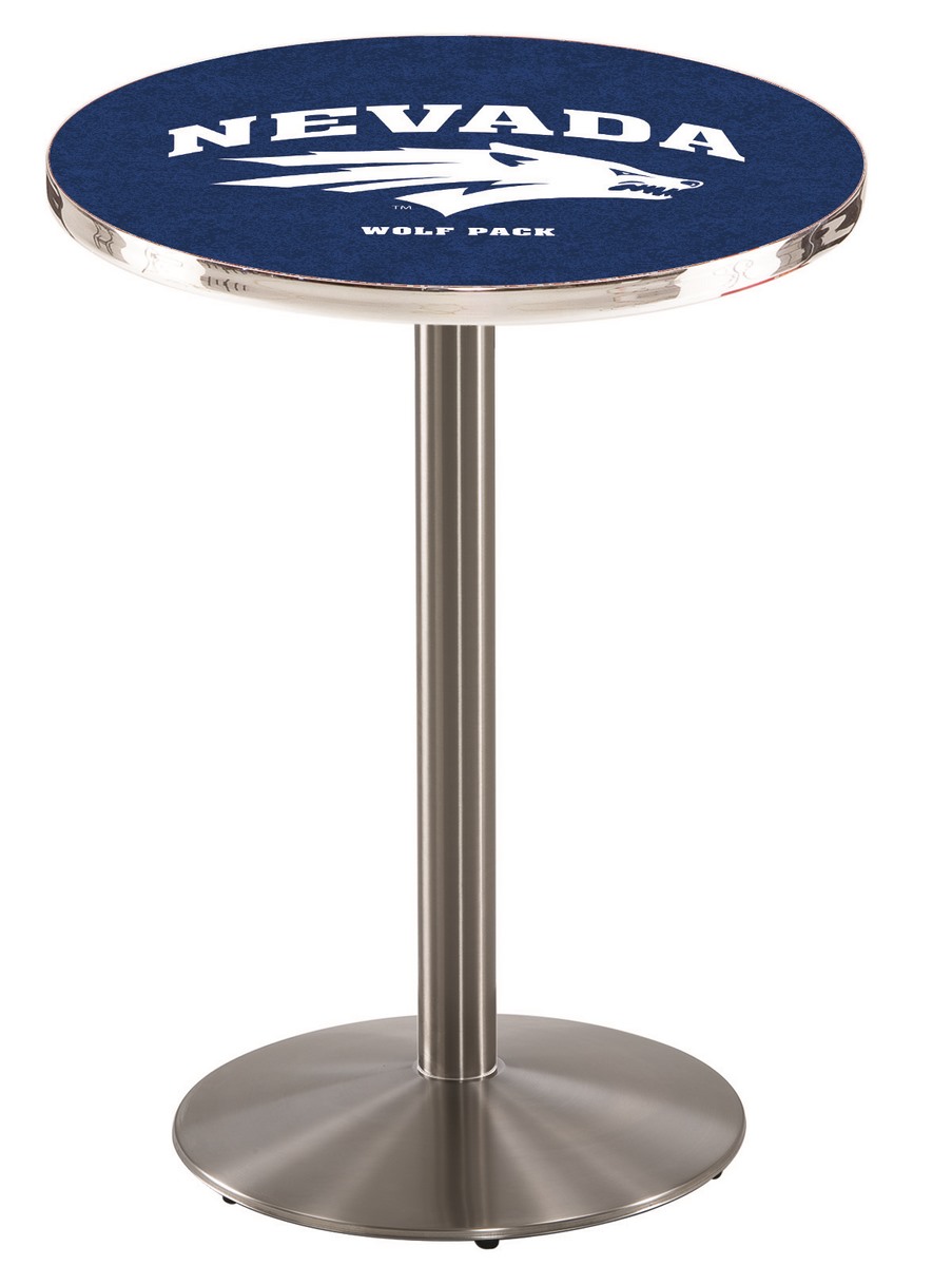 L214 University of Nevada 36" Tall - 30" Top Pub Table with Stainless Finish