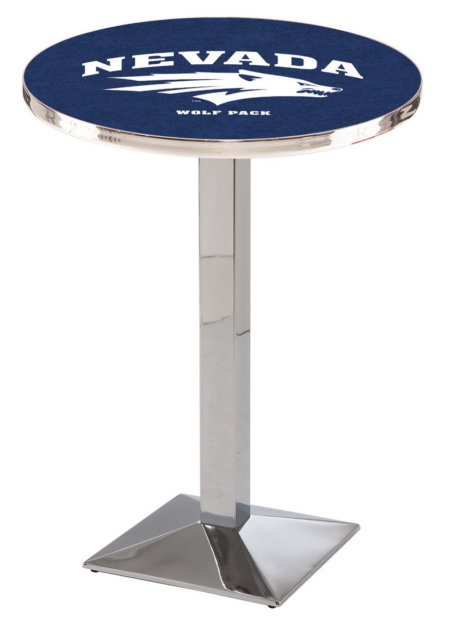 L217 University of Nevada 42" Tall - 30" Top Pub Table with Chrome Finish