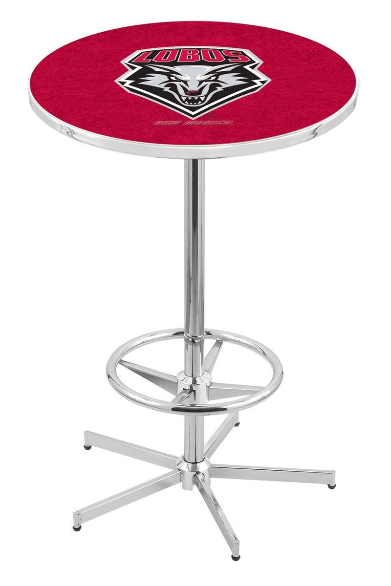 L216 University of New Mexico 42" Tall - 30" Top Pub Table with Chrome Finish -  Holland Bar Stool, L216C4230NewMex