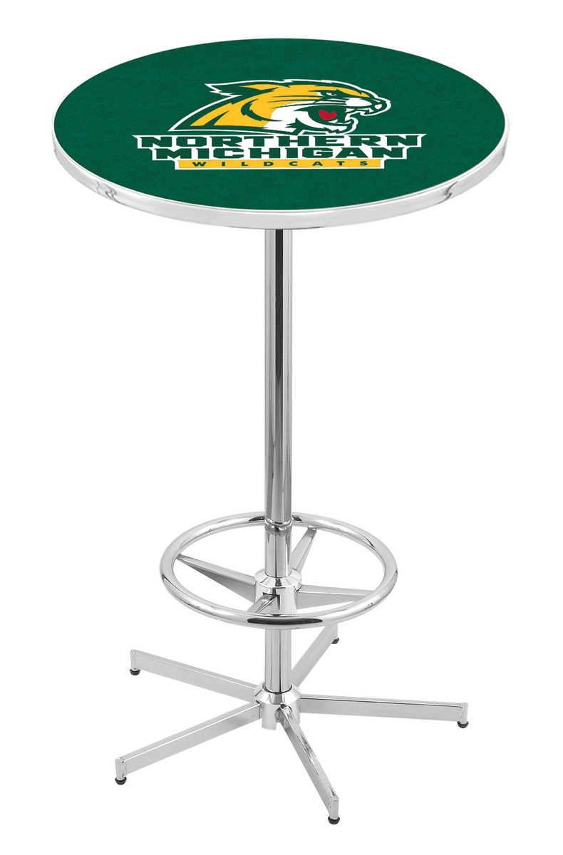 L216 Northern Michigan University 42" Tall - 30" Top Pub Table with Chrome Finish
