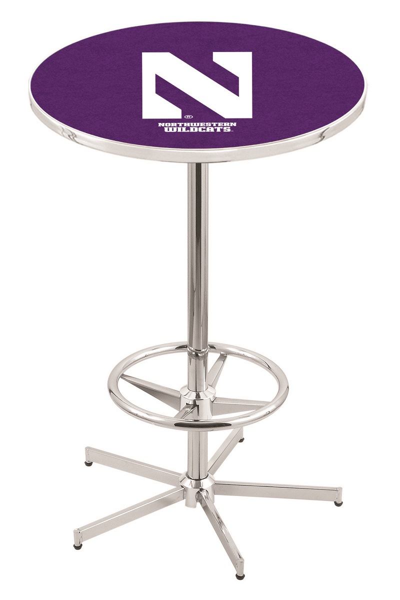 L216 Northwestern University 42" Tall - 30" Top Pub Table with Chrome Finish