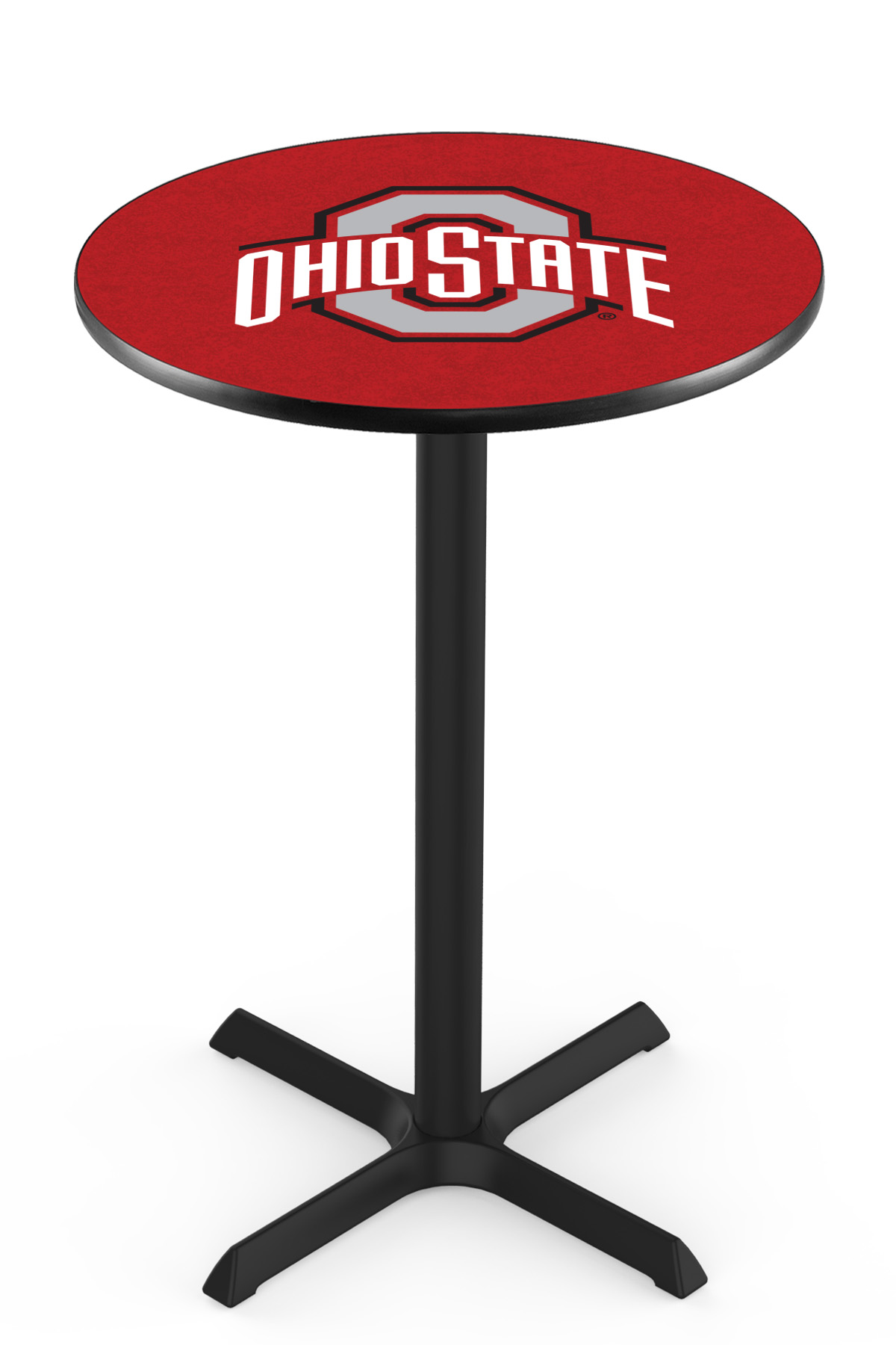 L211 Ohio State University 36" Tall - 30" Top Pub Table with Black Wrinkle Finish