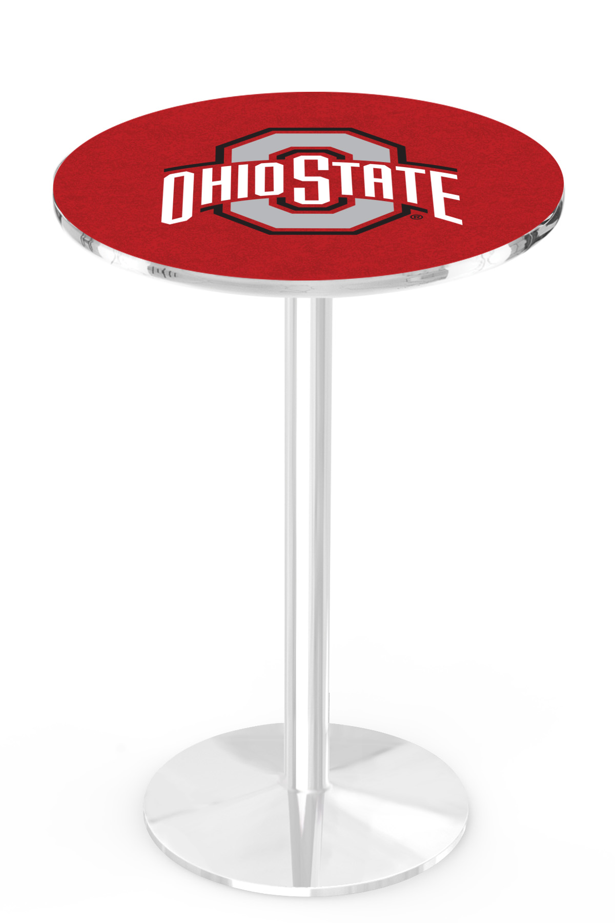 L214 Ohio State University 36" Tall - 30" Top Pub Table with Chrome Finish