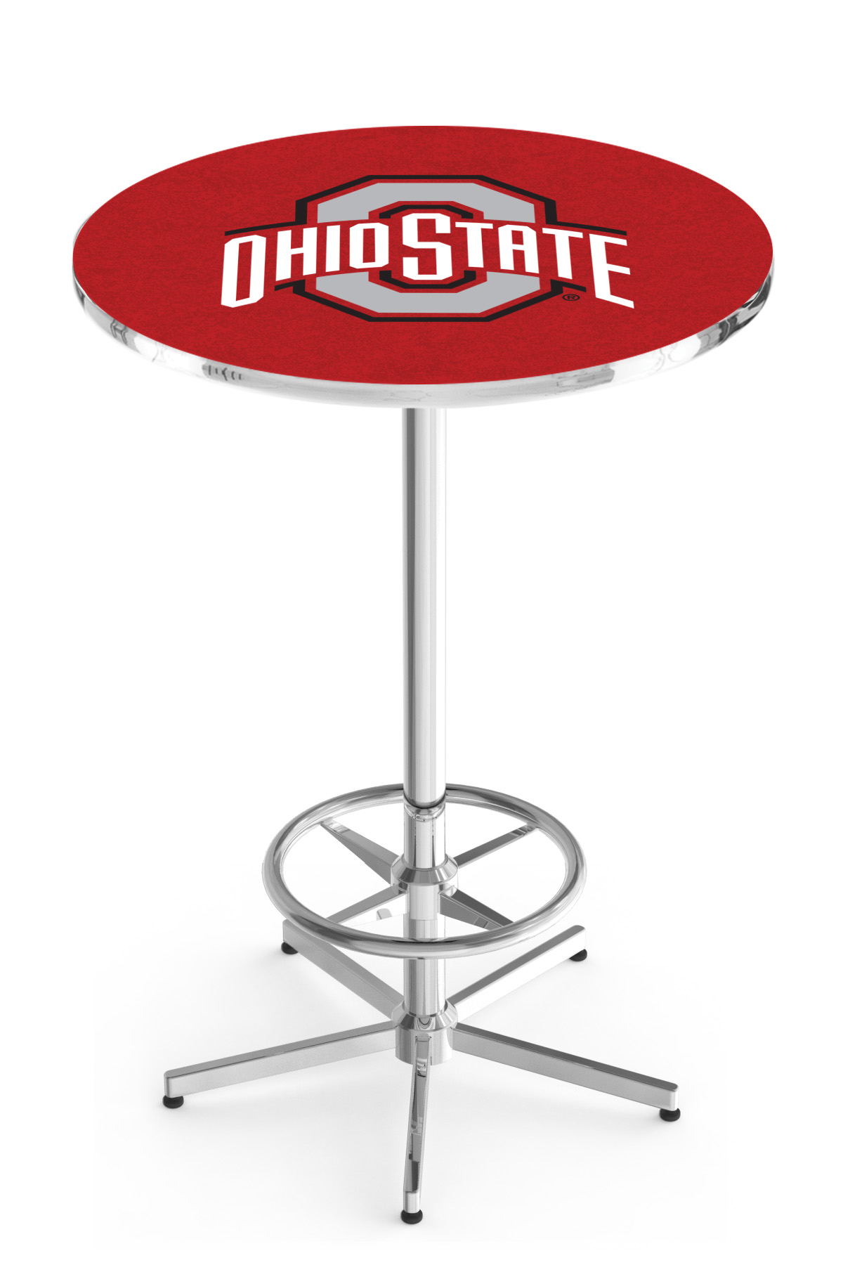 L216 Ohio State University 42" Tall - 30" Top Pub Table with Chrome Finish