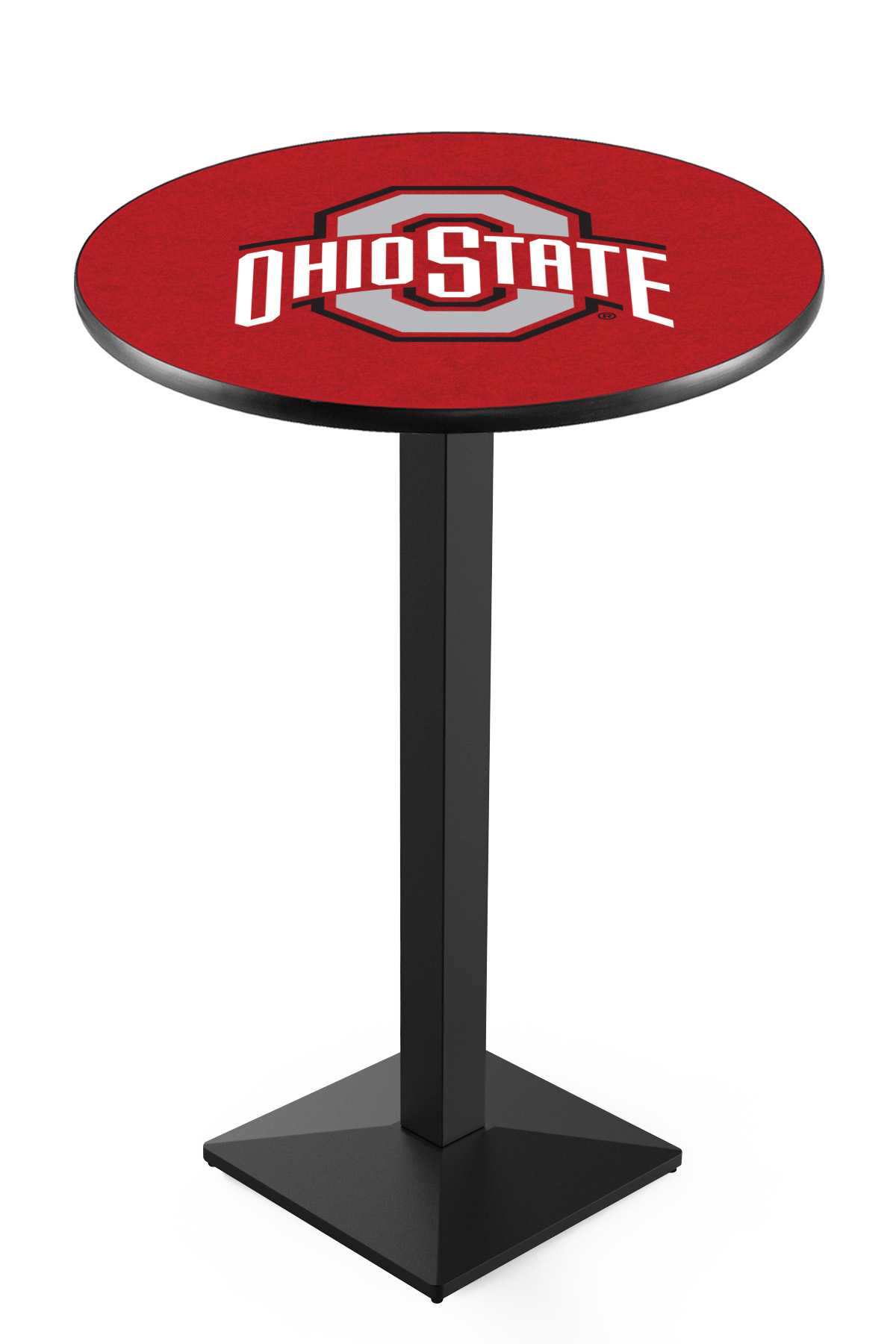 L217 Ohio State University 42" Tall - 30" Top Pub Table with Black Wrinkle Finish