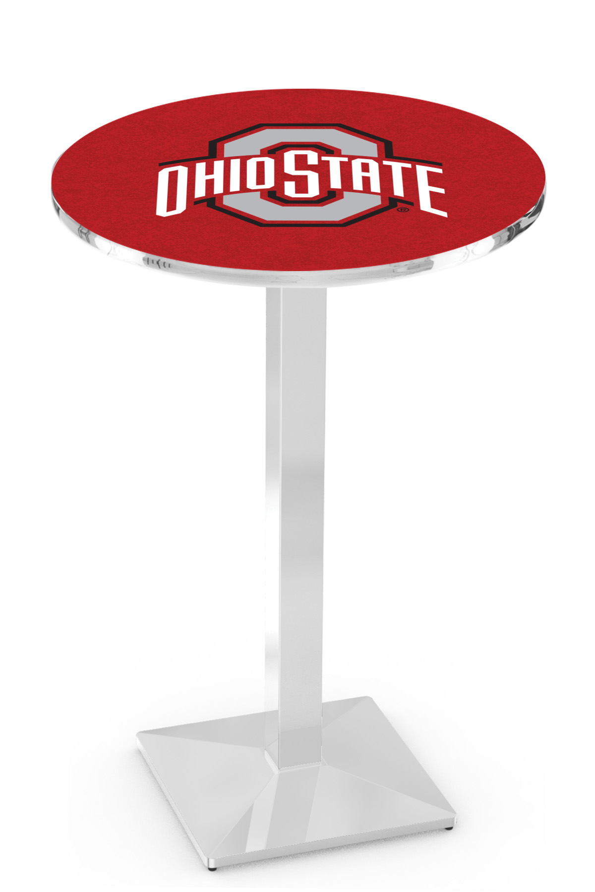 L217 Ohio State University 36" Tall - 30" Top Pub Table with Chrome Finish