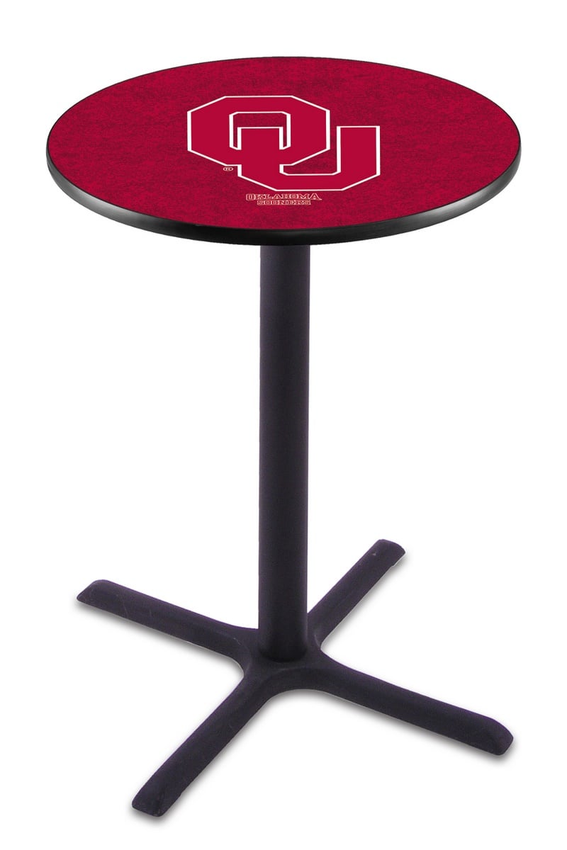 L211 Oklahoma University 42" Tall - 30" Top Pub Table with Black Wrinkle Finish
