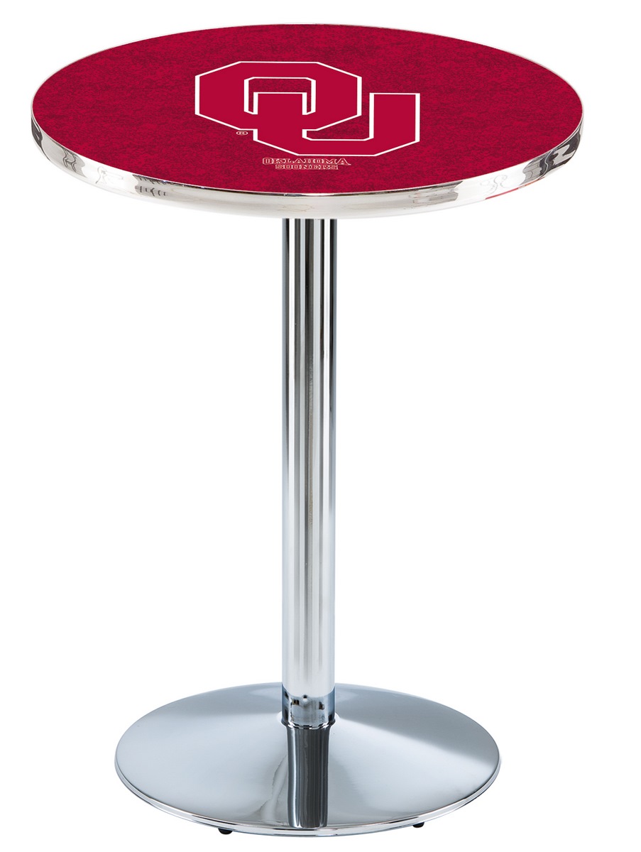 L214 Oklahoma University 42" Tall - 30" Top Pub Table with Chrome Finish