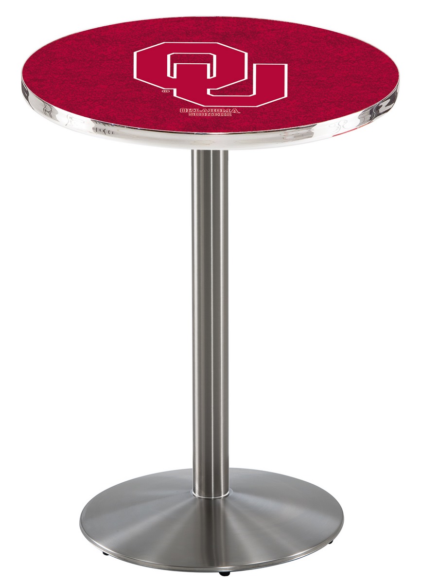 L214 Oklahoma University 36" Tall - 30" Top Pub Table with Stainless Finish