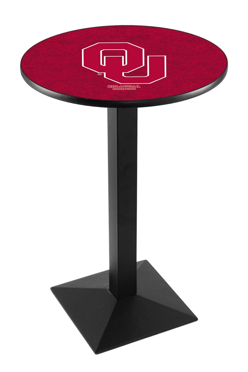 L217 Oklahoma University 36" Tall - 30" Top Pub Table with Black Wrinkle Finish