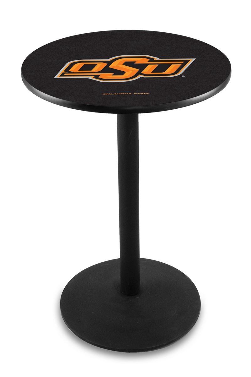 L214 Oklahoma State University 42" Tall - 30" Top Pub Table with Black Wrinkle Finish
