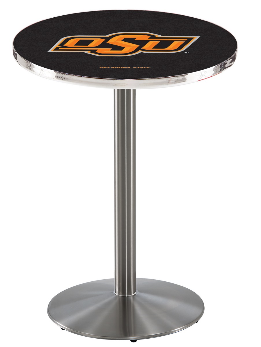 L214 Oklahoma State University 36" Tall - 30" Top Pub Table with Stainless Finish