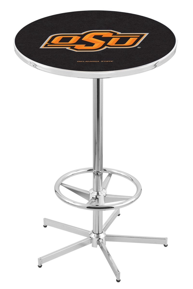 L216 Oklahoma State University 42" Tall - 30" Top Pub Table with Chrome Finish