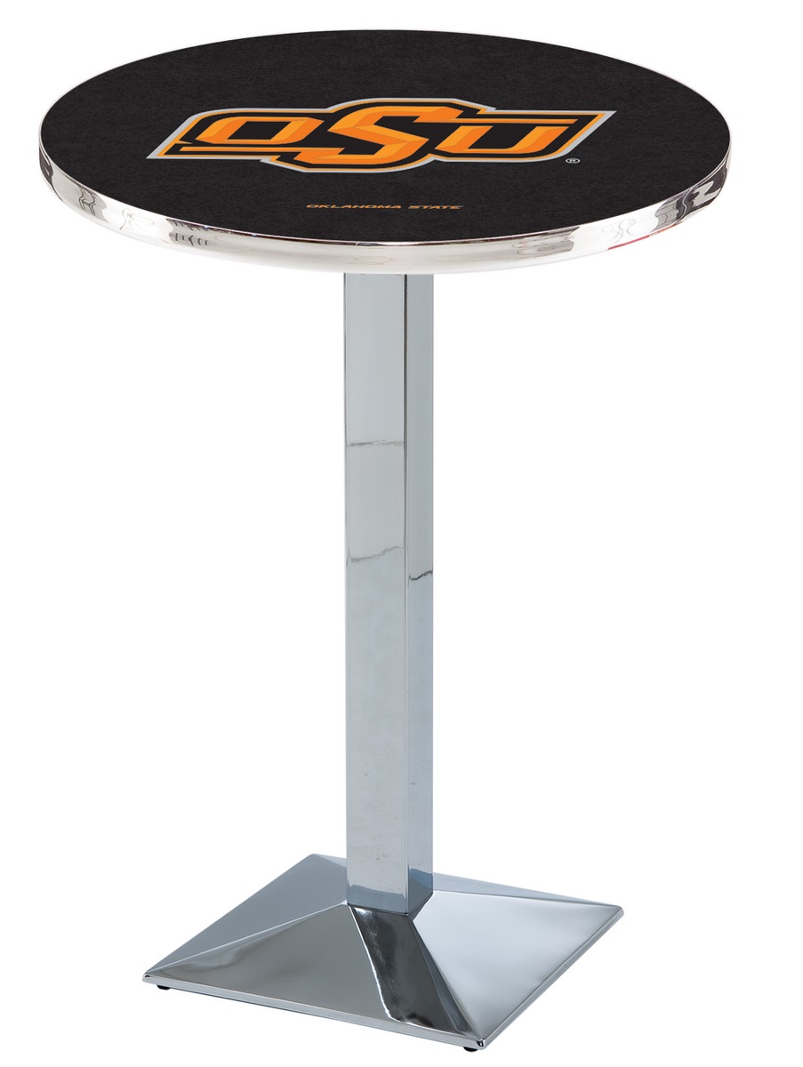L217 Oklahoma State University 36" Tall - 30" Top Pub Table with Chrome Finish