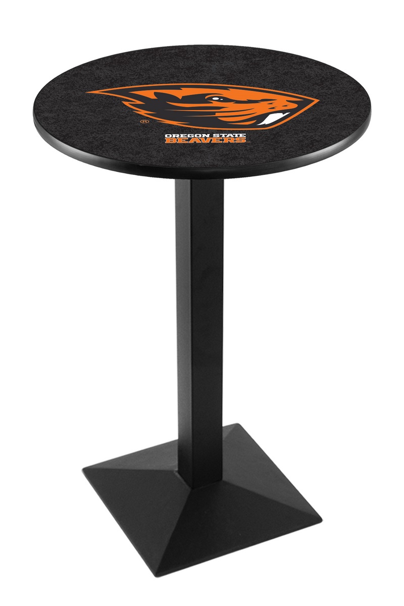 L217 Oregon State University 36" Tall - 30" Top Pub Table with Black Wrinkle Finish
