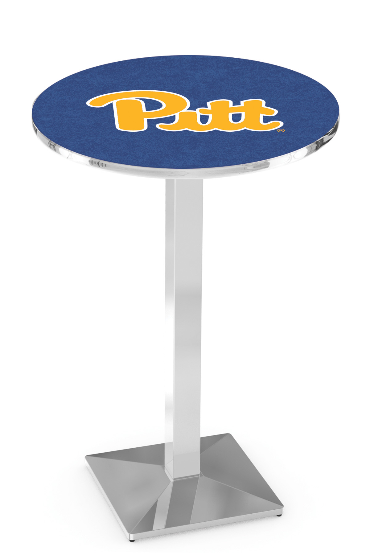 L217 University of Pittsburgh 42" Tall - 30" Top Pub Table with Chrome Finish