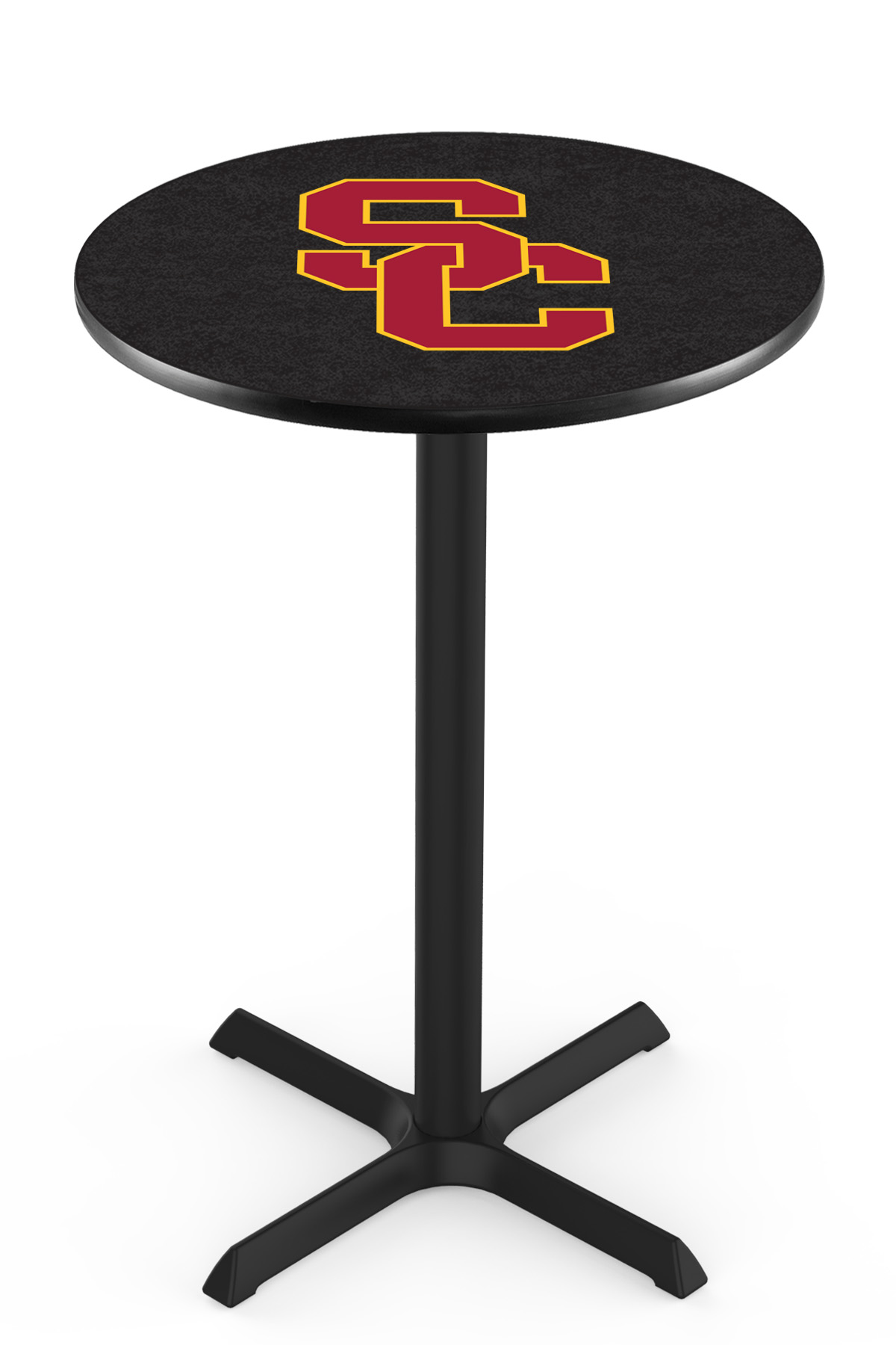 L211 University of Southern California 36" Tall - 30" Top Pub Table with Black Wrinkle Finish