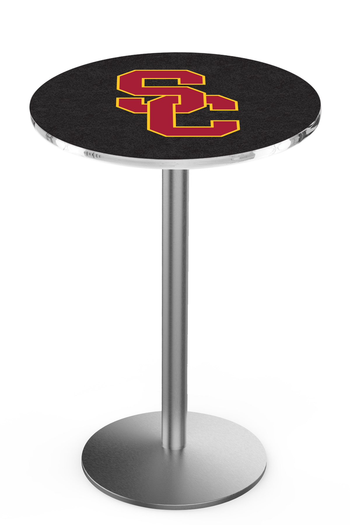 L214 University of Southern California 36" Tall - 30" Top Pub Table with Stainless Finish