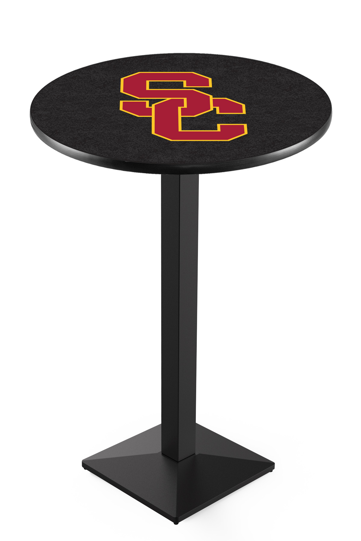 L217 University of Southern California 36" Tall - 30" Top Pub Table with Black Wrinkle Finish