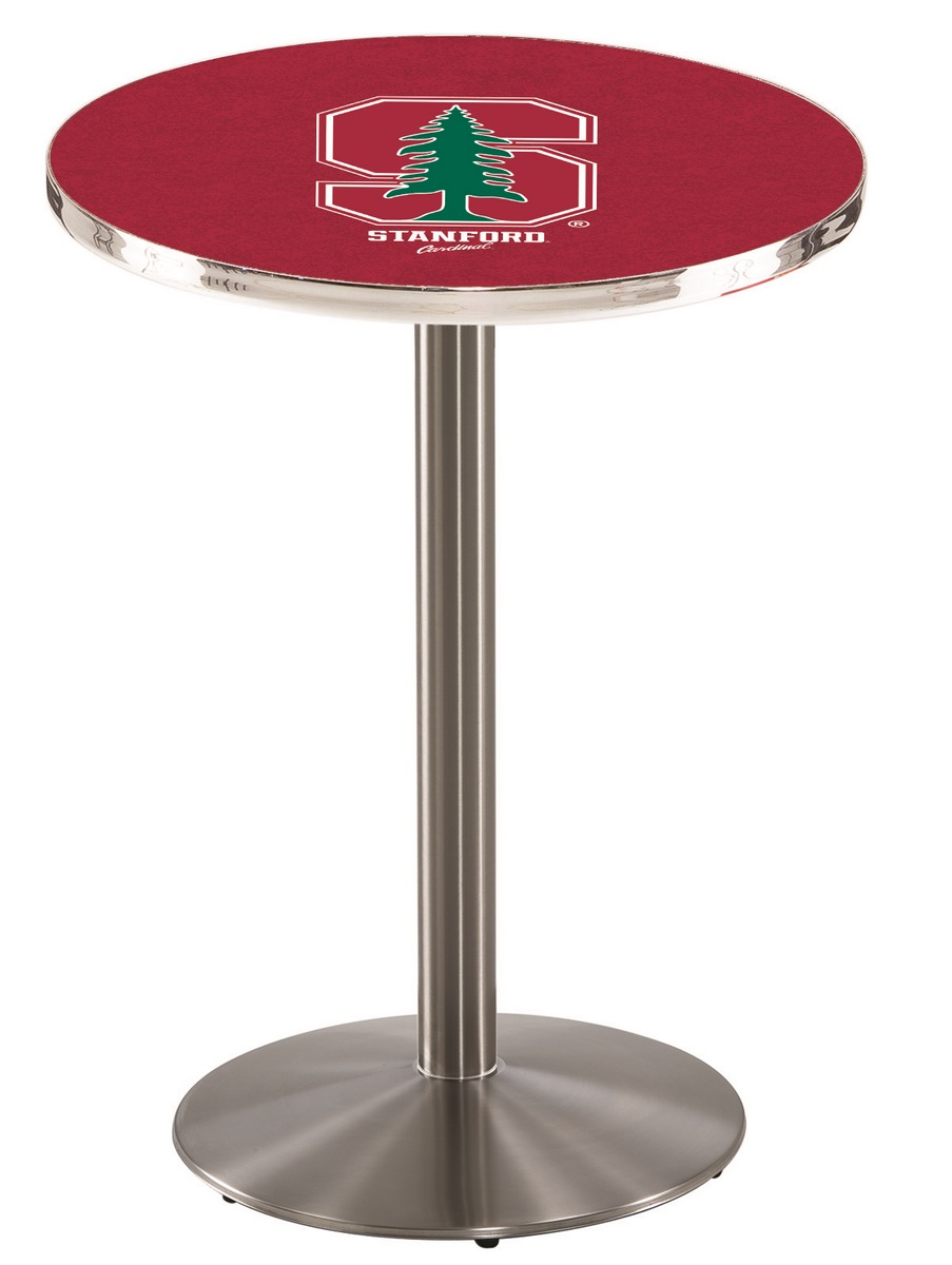 L214 Stanford University 42" Tall - 30" Top Pub Table with Stainless Finish