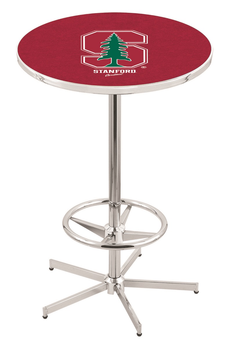 L216 Stanford University 42" Tall - 30" Top Pub Table with Chrome Finish