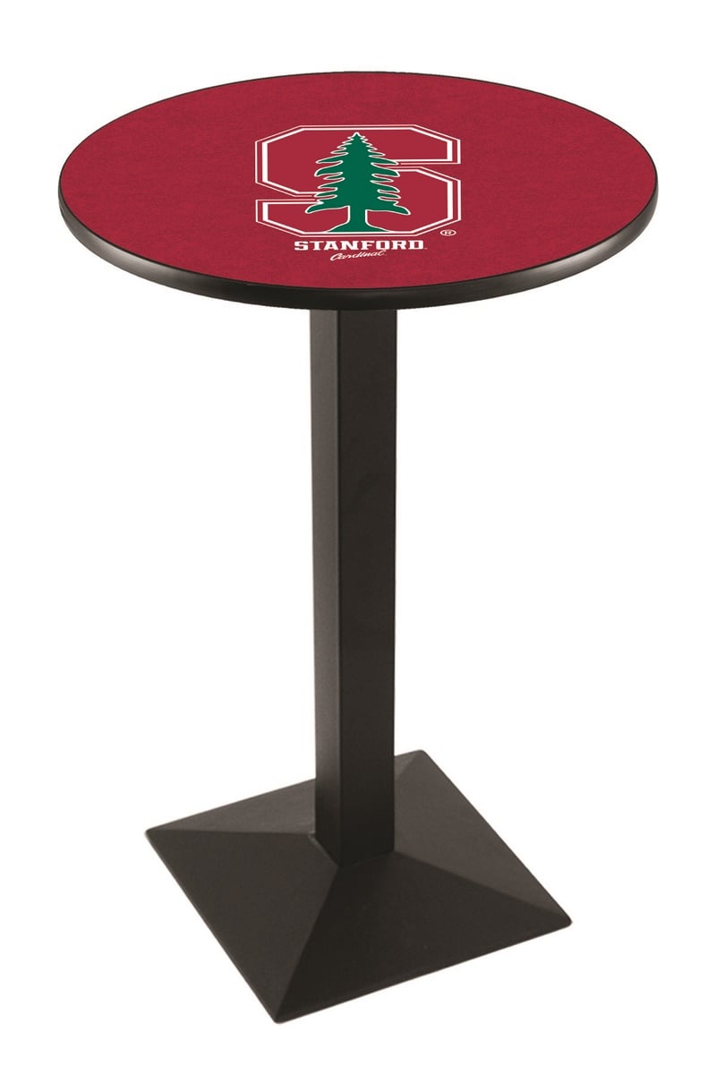 L217 Stanford University 42" Tall - 30" Top Pub Table with Black Wrinkle Finish