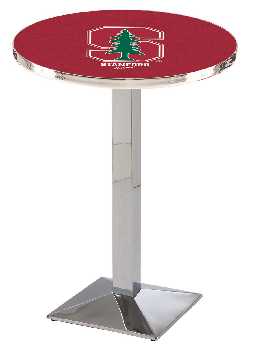 L217 Stanford University 36" Tall - 30" Top Pub Table with Chrome Finish