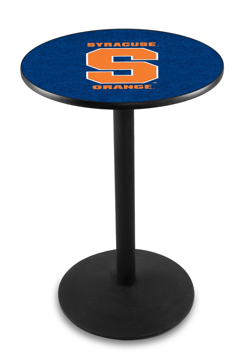 L214 Syracuse University 42" Tall - 30" Top Pub Table with Black Wrinkle Finish
